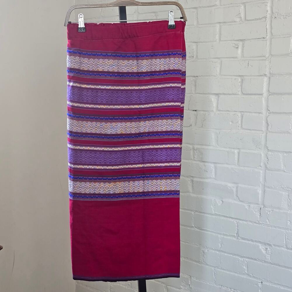 Traditional Thai Woven Faux-Wrap SkirtāColorful Boho Festival Folk Skirt